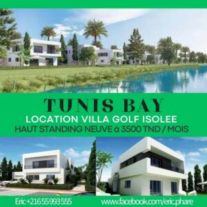 Residentiel villas golf Tunis Bay une nouvelle urbanisation basée sur le luxe, confort, bien être, sécurité, environnement. Des villas avec piscine privée