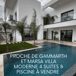 Gammarth route du relais villa moderne et récente 4 suites plus piscine à vendre
