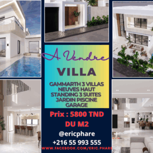 Gammarth 3 villas haut standing en court de construction eric phare immobilier