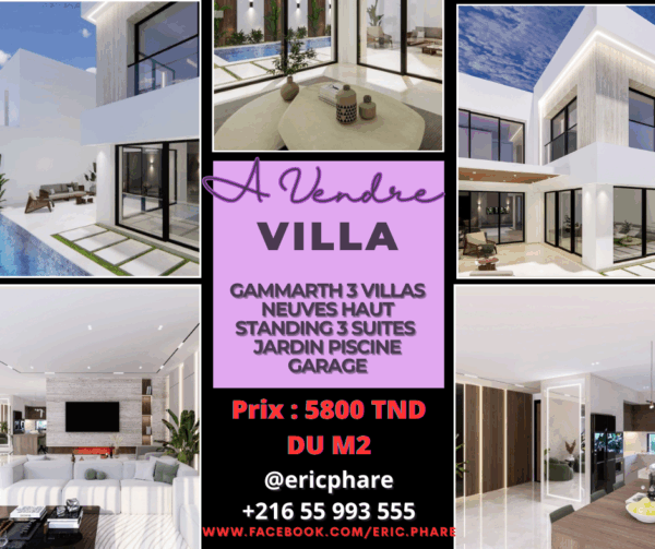 Gammarth villa neuve et moderne haut de gamme à vendre