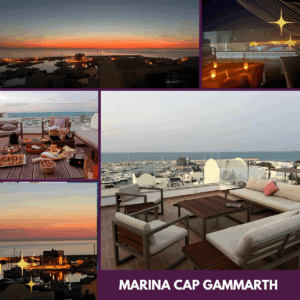A louer sur Cap Gammarth Marina duplex haut de gamme chambres vue mer et marina