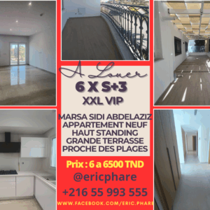 6 Grands appartements VIP exclusifs à louer sur Marsa Sidi Abelaziz