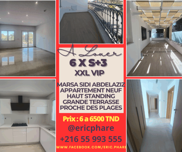 6 Grands appartements VIP exclusifs à louer sur Marsa Sidi Abelaziz