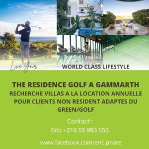 Gammarth recherche belle villa golf à vendre et à louer